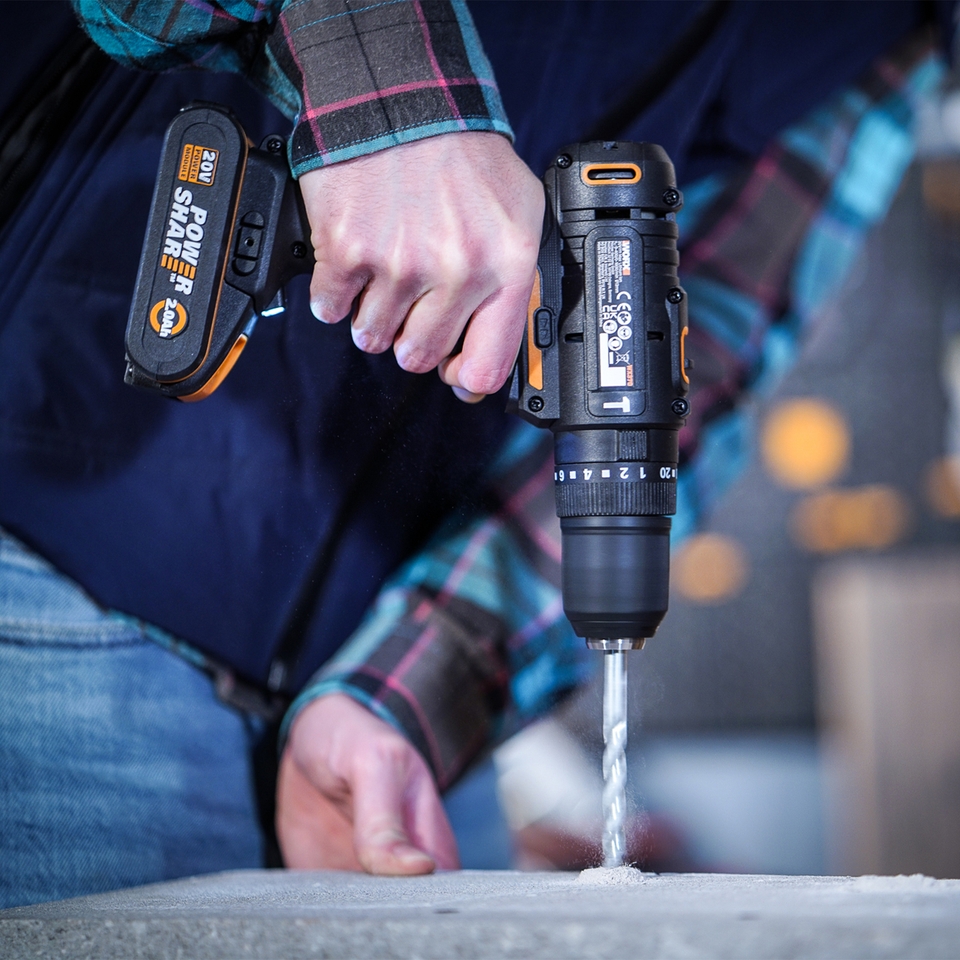 Worx WX902 20v Cordless Combi Drill Impact Driver with x2 2.0Ah Batteries Homebase