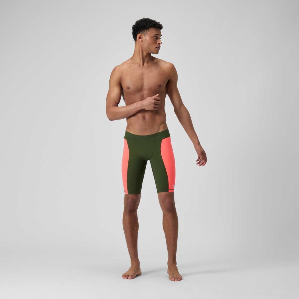 Cuissard de natation couleur unie Vanquisher pour hommes, vert/rose