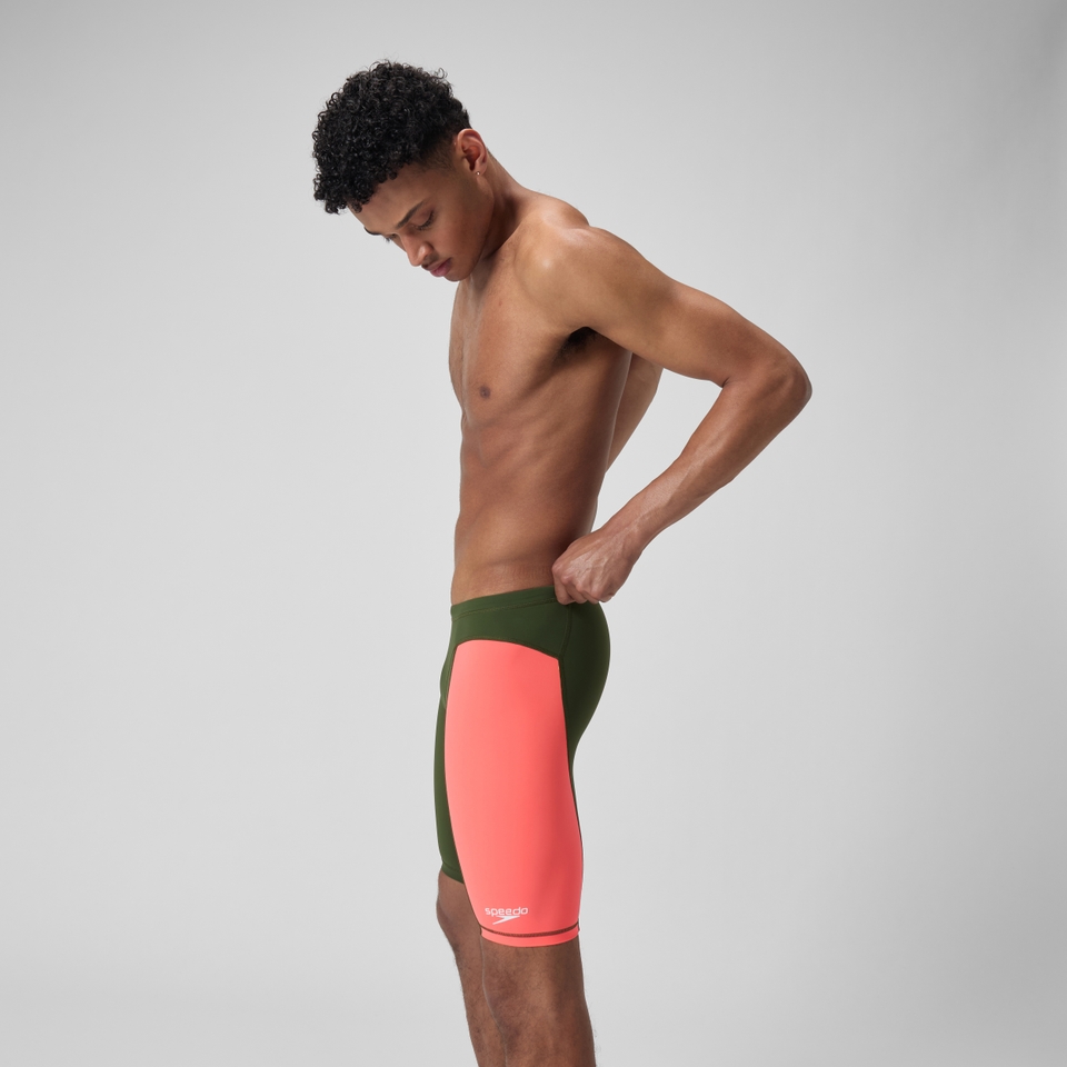 Cuissard de natation couleur unie Vanquisher pour hommes, vert/rose