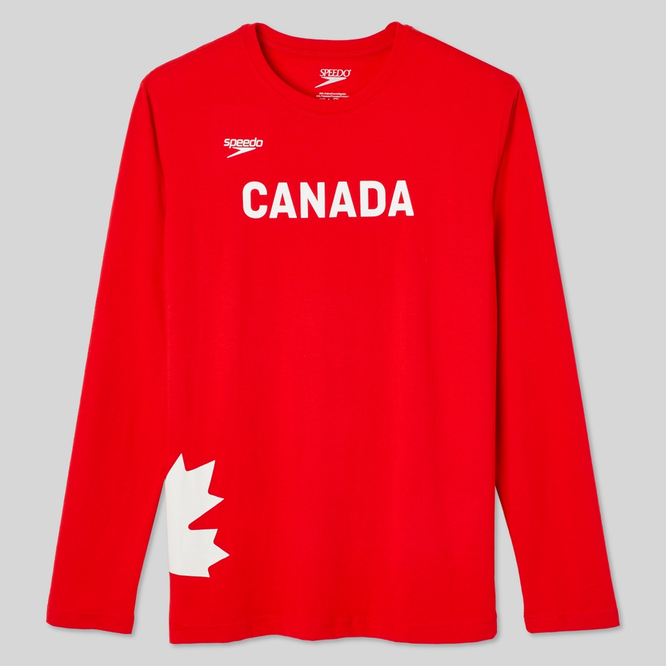 Unisex Canada Team Long Sleeve Crewneck Tee Red