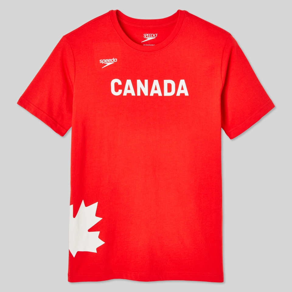 T-shirt ras du cou manches courtes de l’équipe canadienne unisexe, rouge