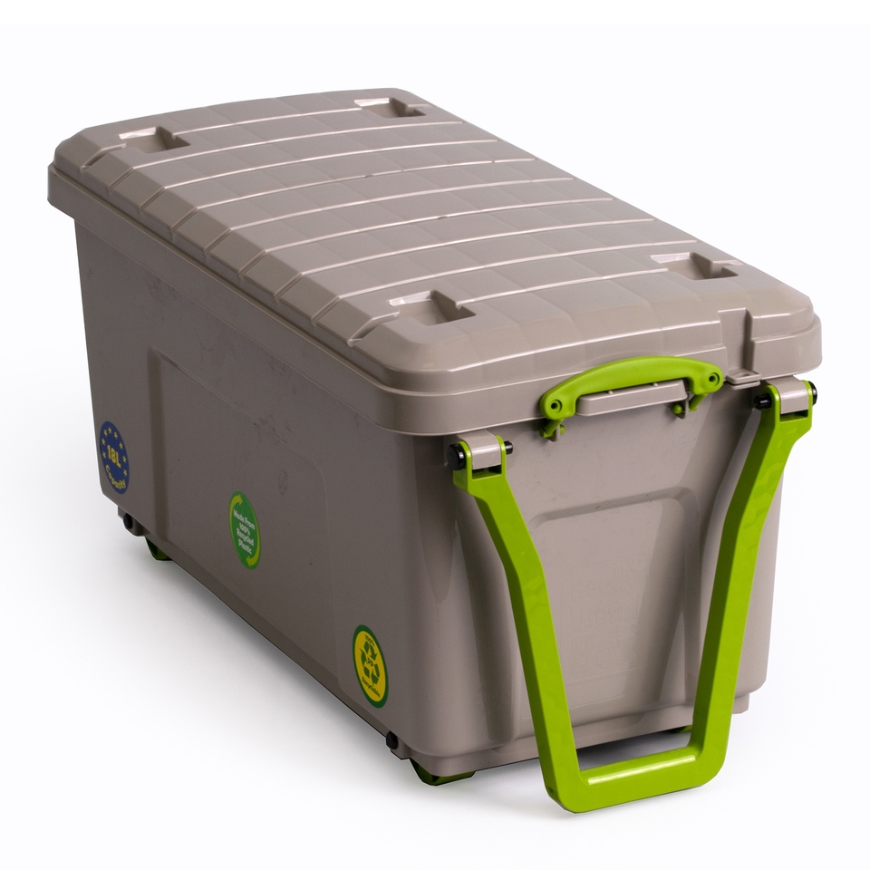 Set of 2 plastic storage box on wheels large stackable storage box with