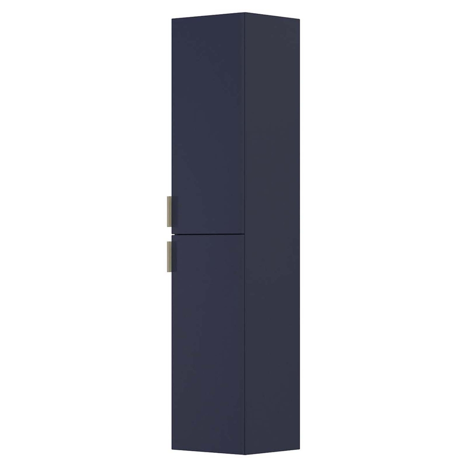 Lindo 300mm Bathroom Tall Wall Storage Unit Right Hand - Matt Blue