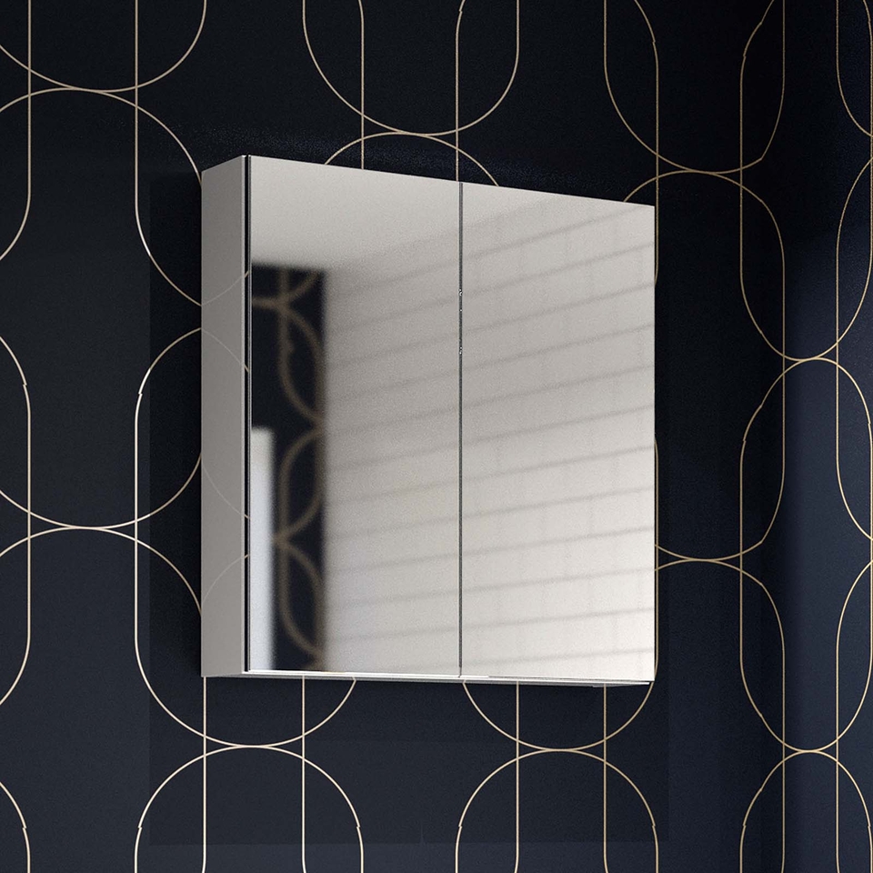 Lindo 600mm Bathroom Mirror Cabinet with Shaver Socket - White Gloss ...