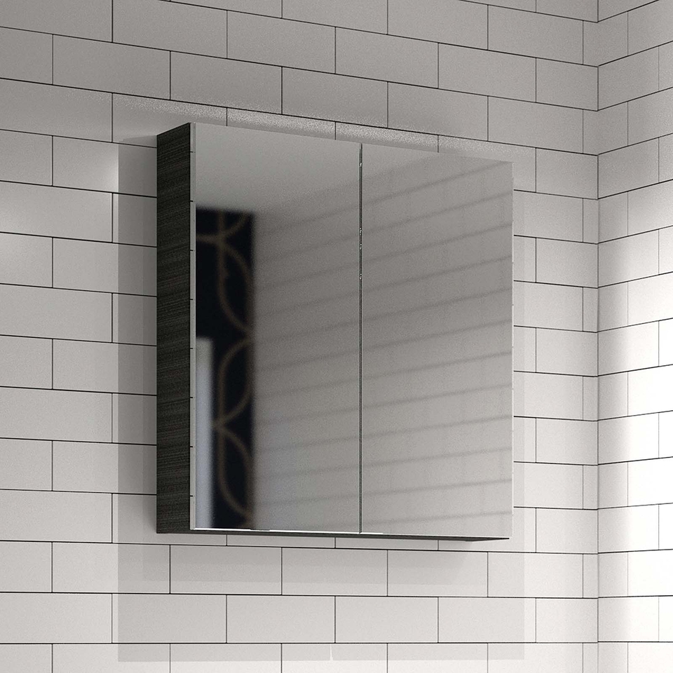 Lindo 800mm Bathroom Mirror Cabinet with Shaver Socket - Linear Anthracite