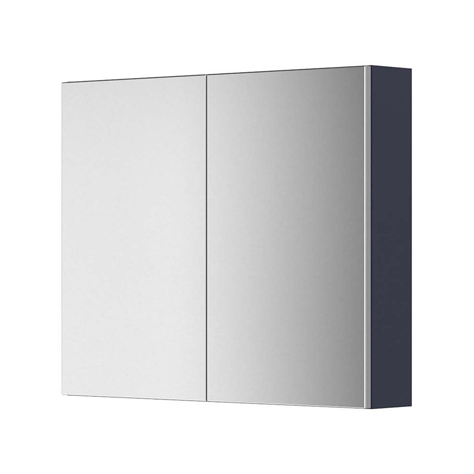 Lindo 800mm Bathroom Mirror Cabinet with Shaver Socket - Matt Blue