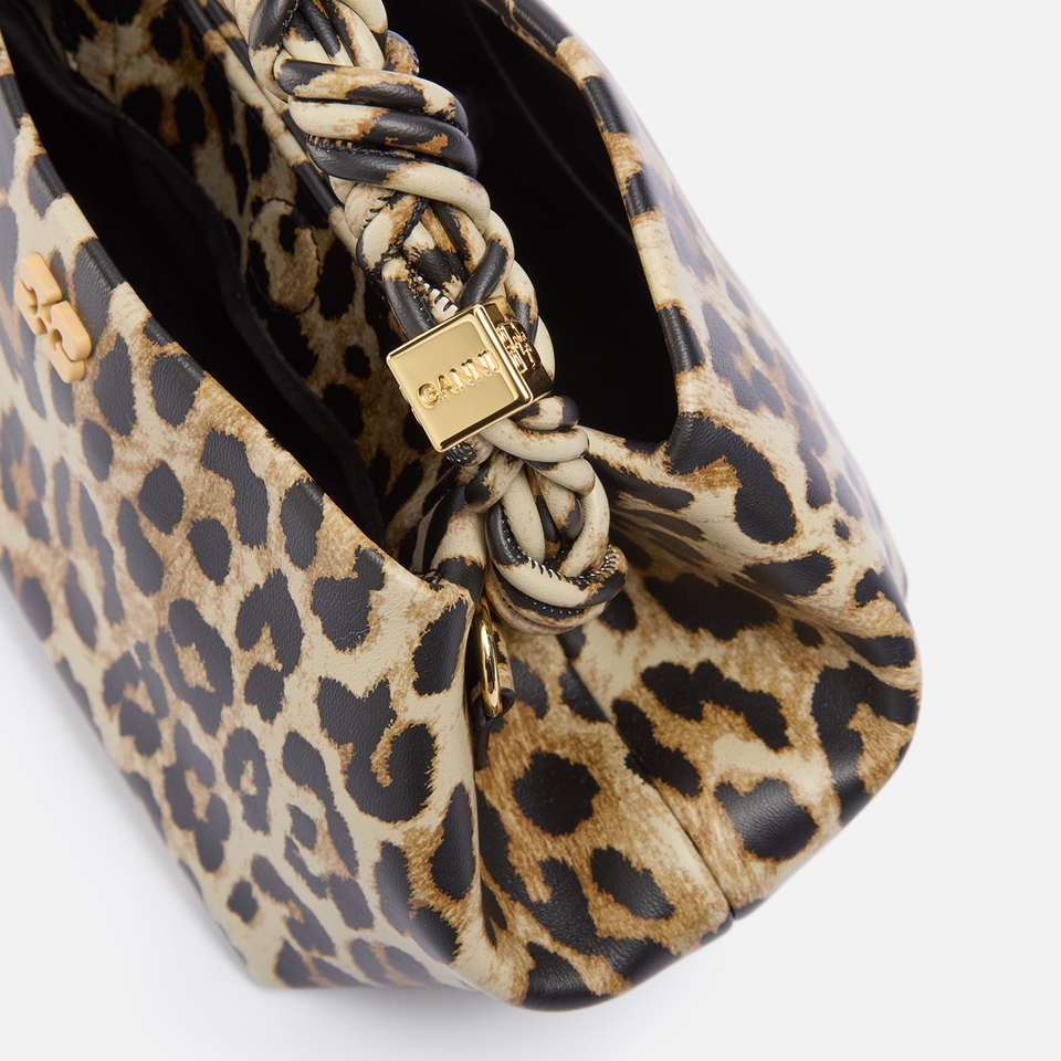 Ganni Small Bou Leopard-Print Leather-Blend Bag