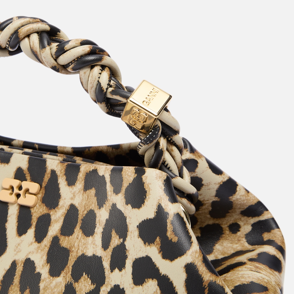 Ganni Small Bou Leopard-Print Leather-Blend Bag