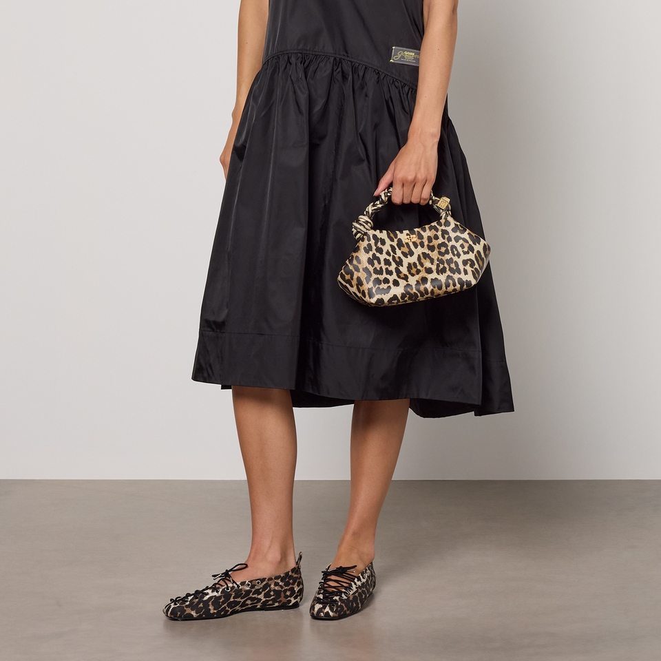 Ganni Small Bou Leopard-Print Leather-Blend Bag
