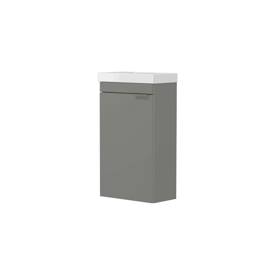 Lindo 400mm Wall Hung Cloakroom Unit Left Hand & Ceramic Basin - Matt Grey