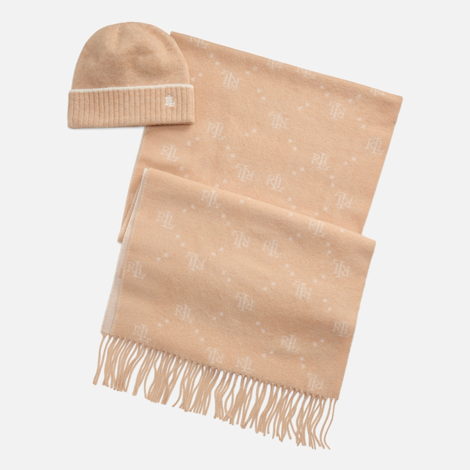 Lauren Ralph Lauren Women's Scarf And Hat Gift Box Set - Classic Camel