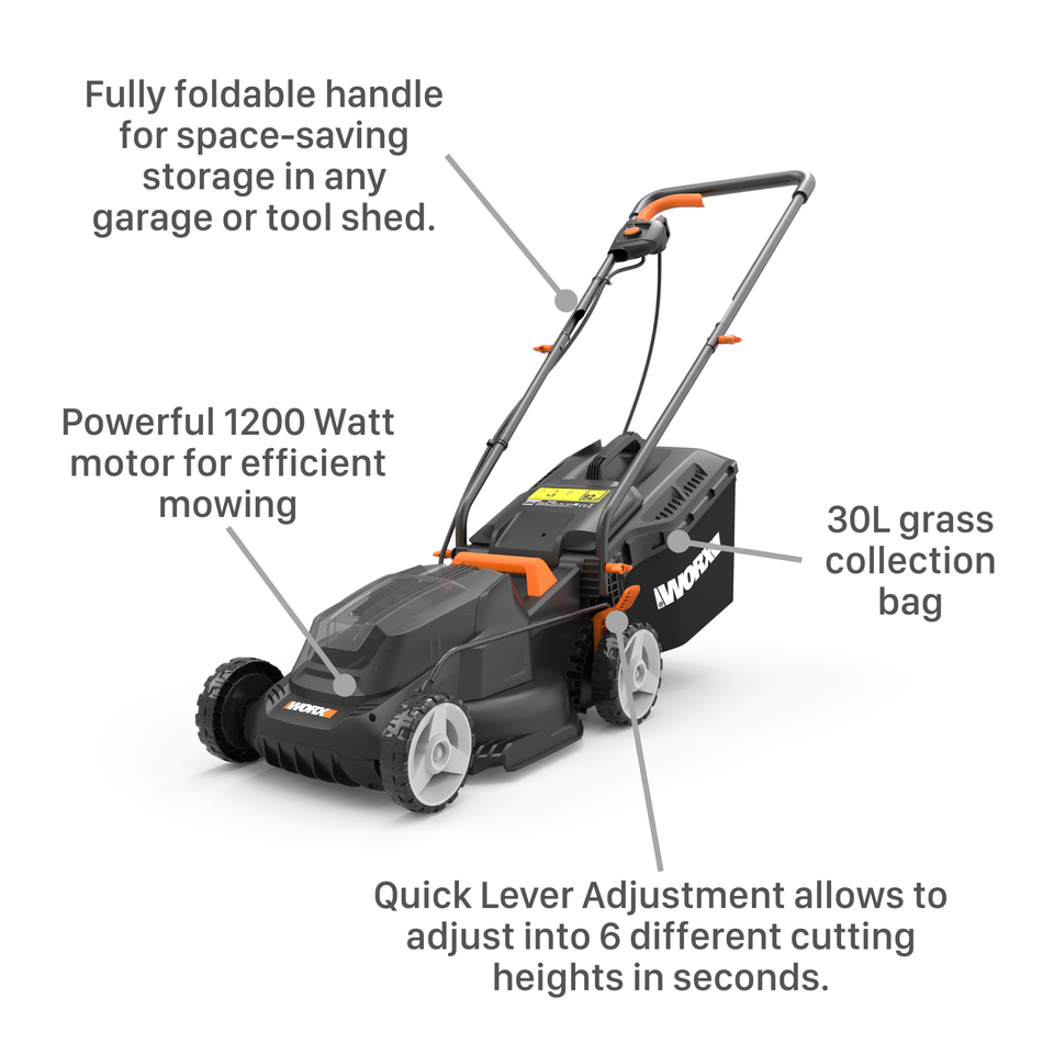 Worx WG713E.1 1200W Corded Lawn Mower 34cm Homebase