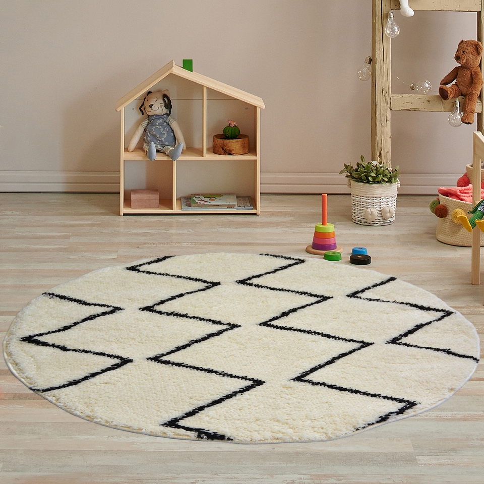 Snug ZigZag Round Rug 100cm Homebase