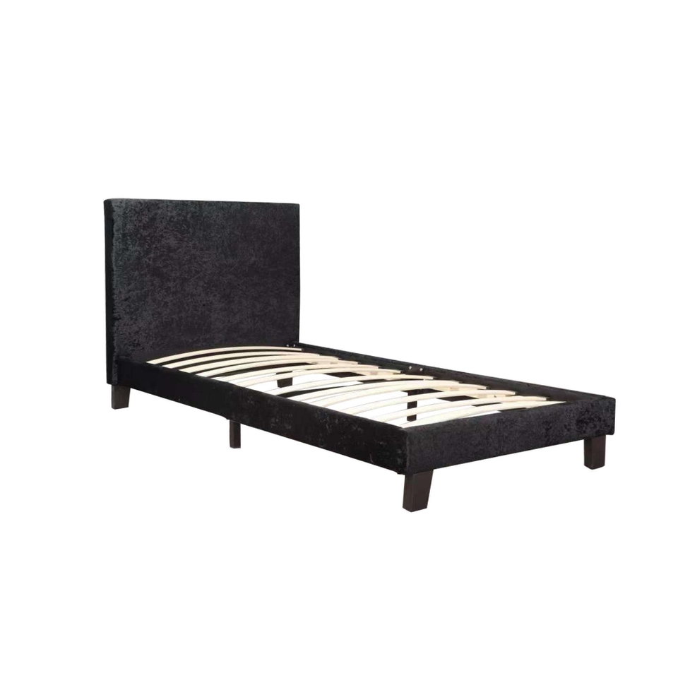 Bradwell Crushed Velvet Single Bed Frame - Black