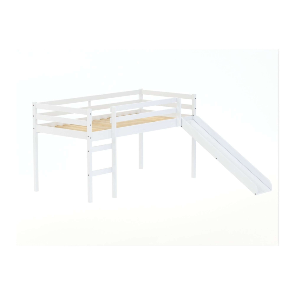 Frankie Wooden Midi Sleeper With Slide - White