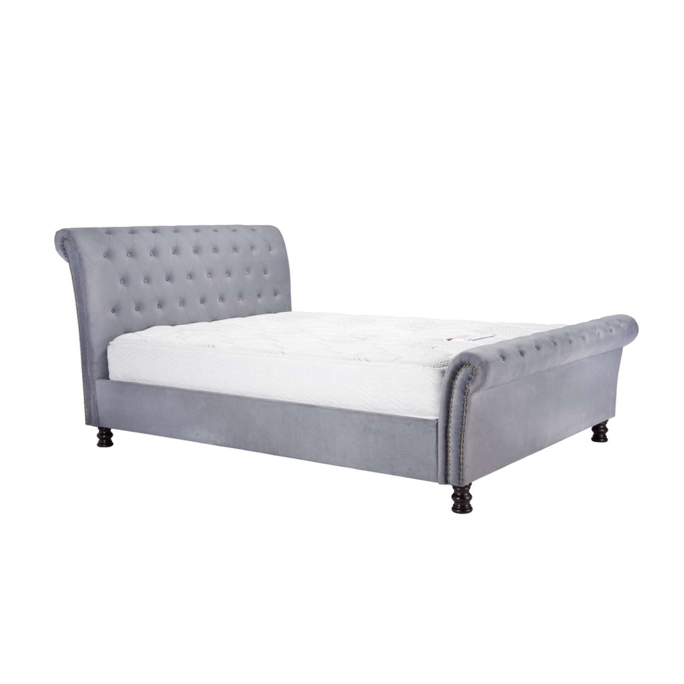 Opulence Velvet Super King Sleigh Bed Frame - Grey