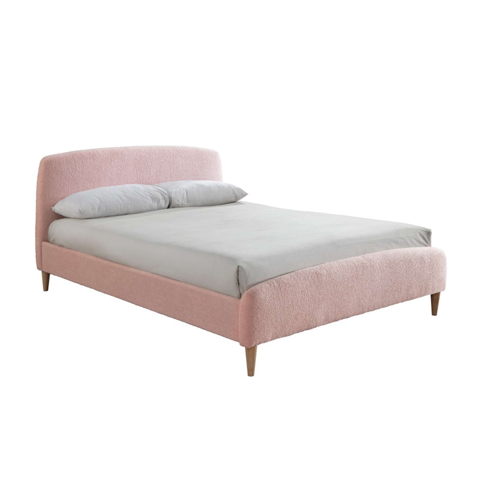 Otley Soft Boucle King Bed Frame - Blush Pink