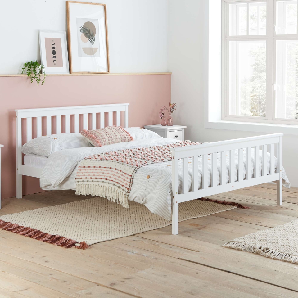 Olney Wooden Double Bed Frame - White