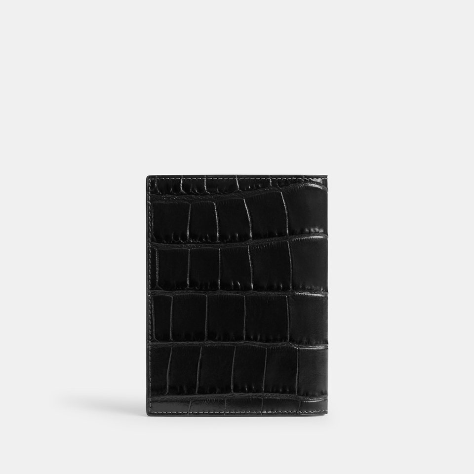 Coach Croc-Effect Patent Leather Passport Holder