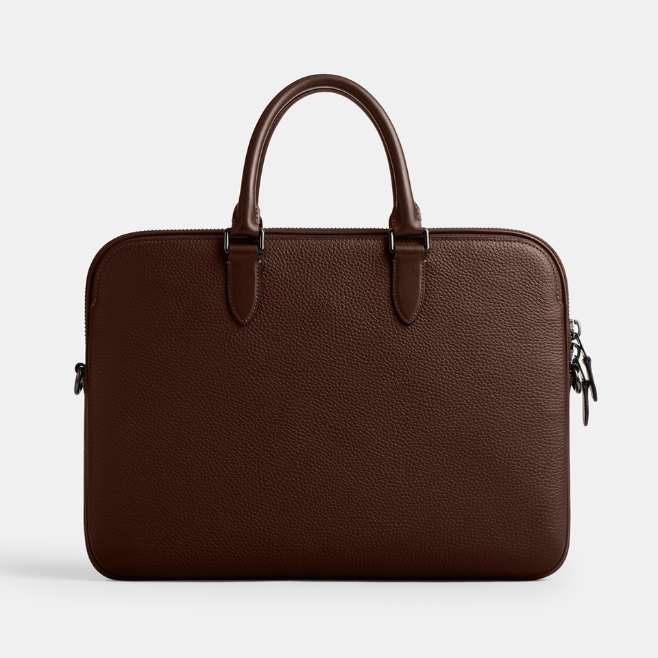 Coach Gotham Pebble-Grain Leather Slim Briefcase
