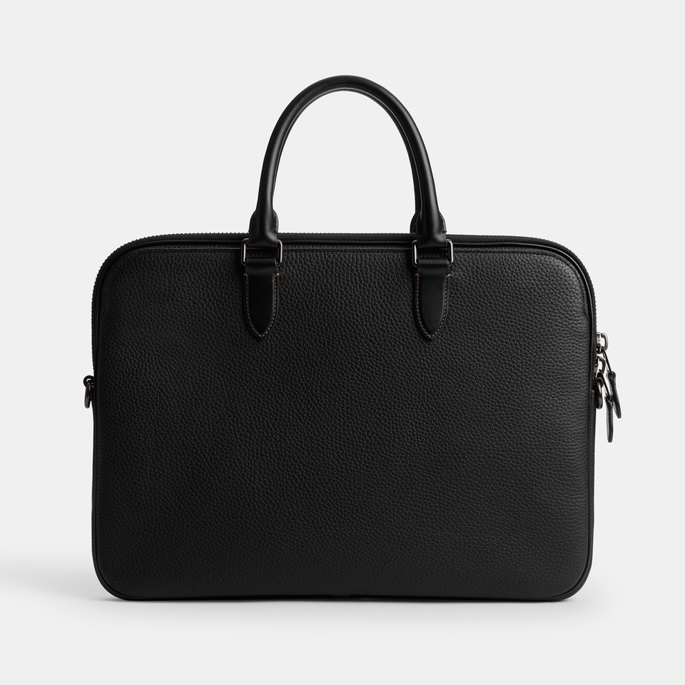 Coach Gotham Pebble-Grain Leather Slim Briefcase