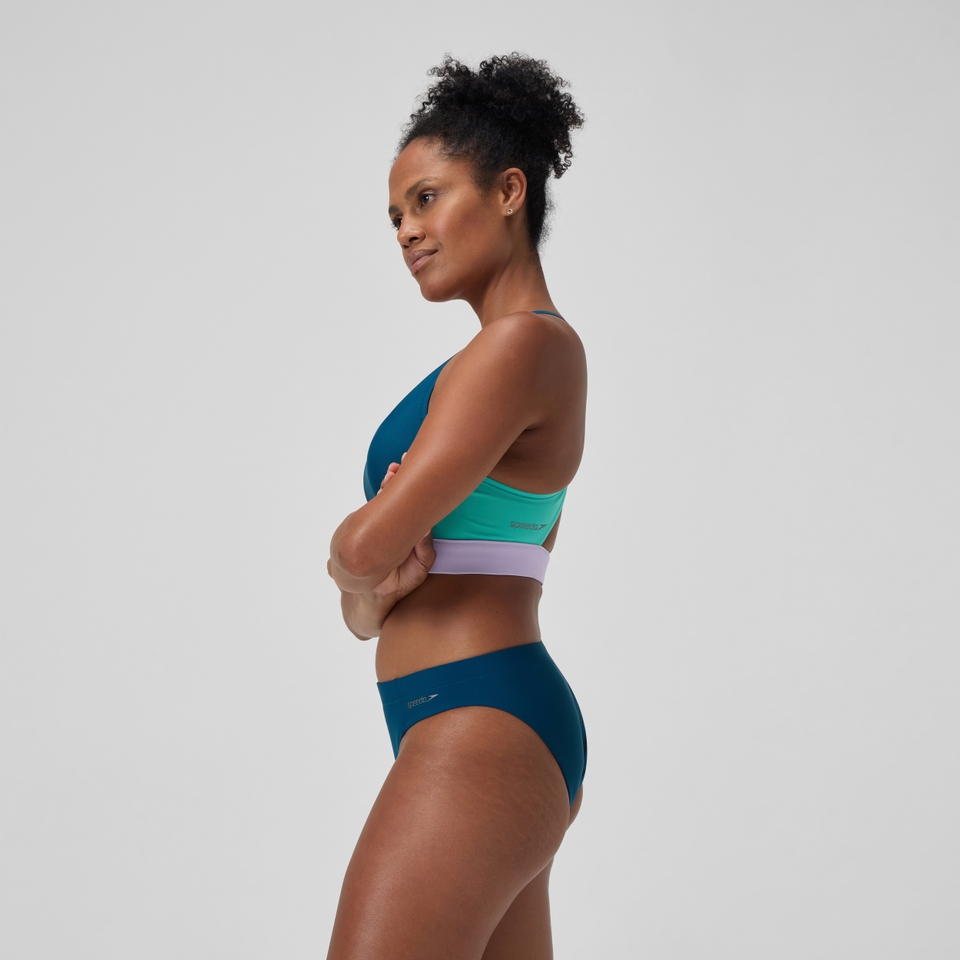 Einfarbige klassische Bikinihose Dunkelpetrol für Damen