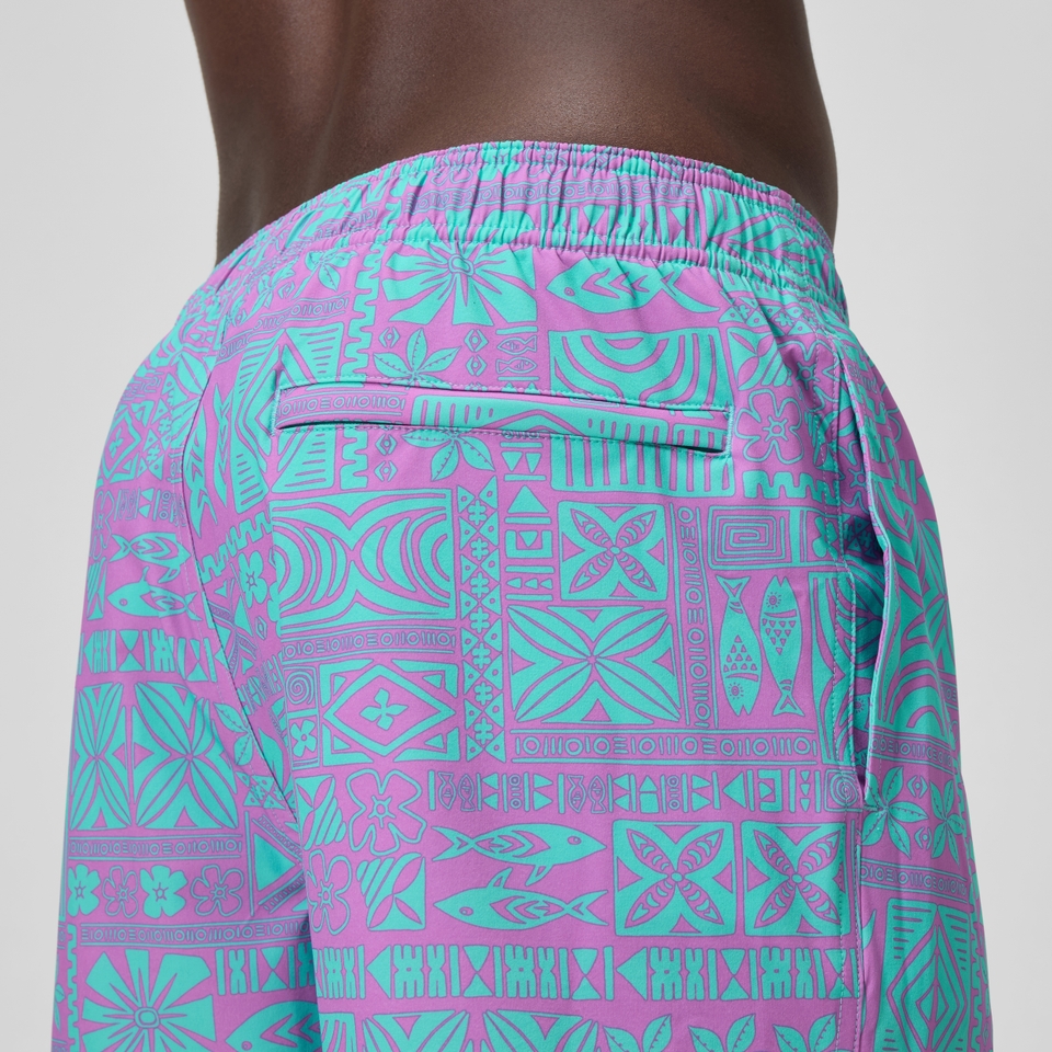Redondo Edge Bedruckte Badeshorts 35 cm Pink/Blau für Herren