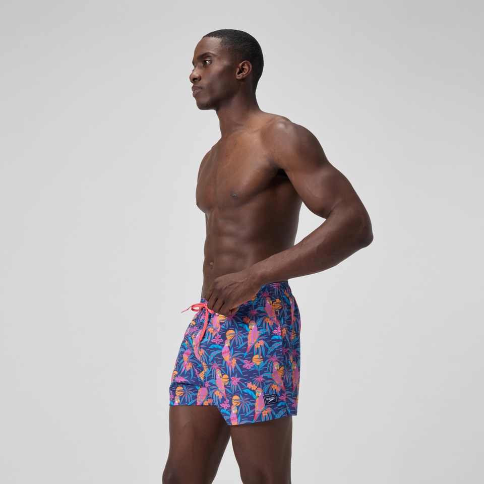 Mens Printed 14'' Redondo Edge Swim Shorts Blue/Pink