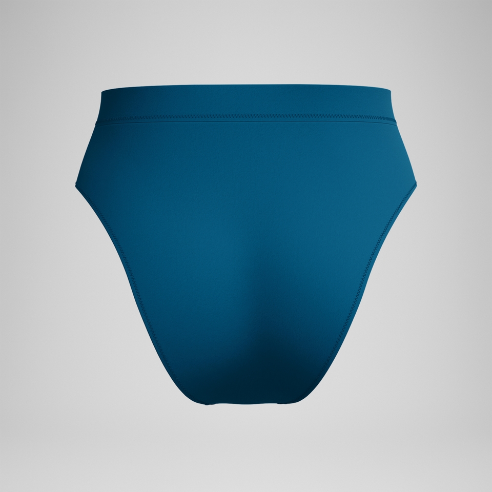 Einfarbige Bikinihose mit hohem Bund Dunkelpetrol für Damen