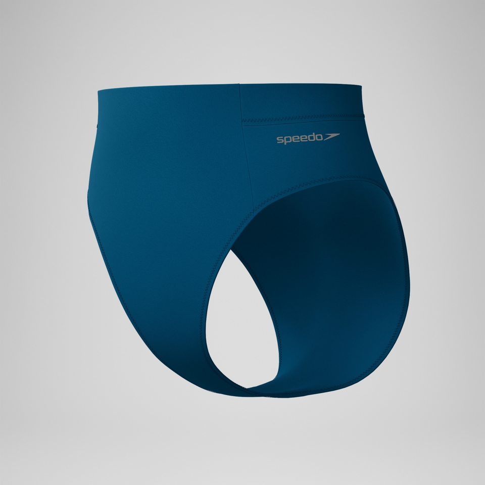 Einfarbige Bikinihose mit hohem Bund Dunkelpetrol für Damen