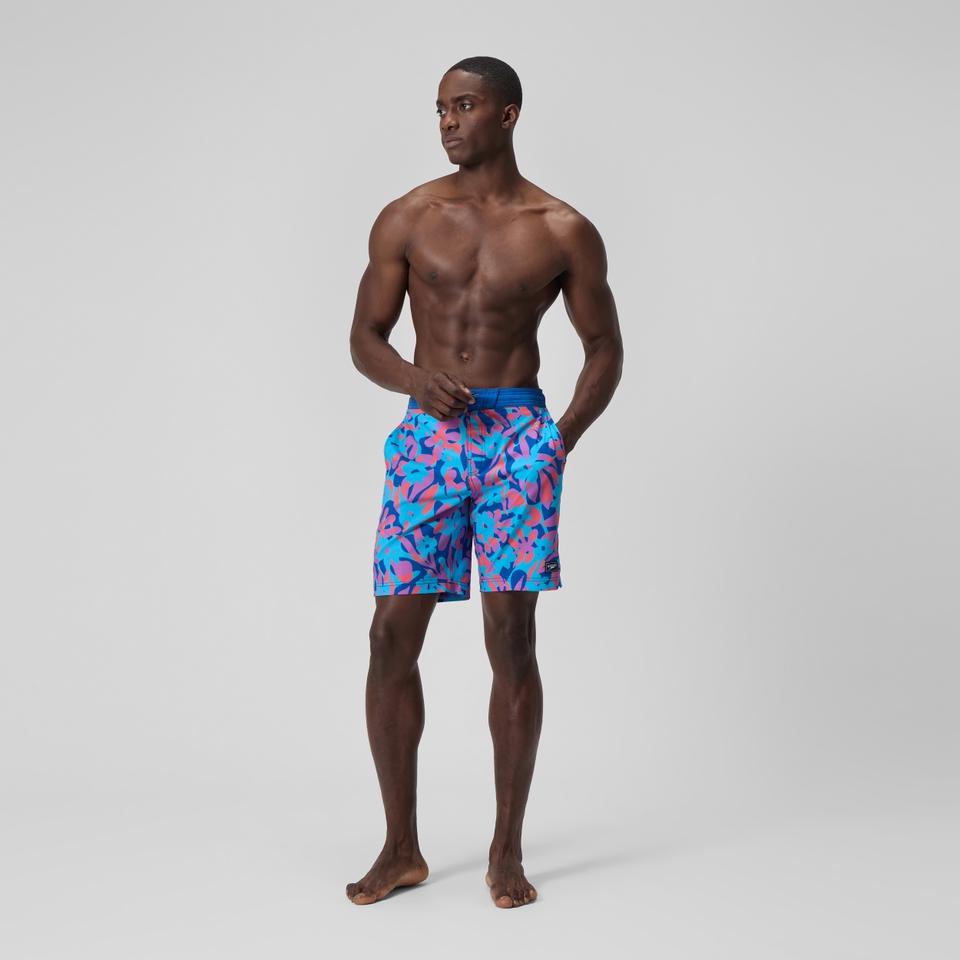 Bondi Bedruckte Badeshorts 50 cm Blau/Pink für Herren