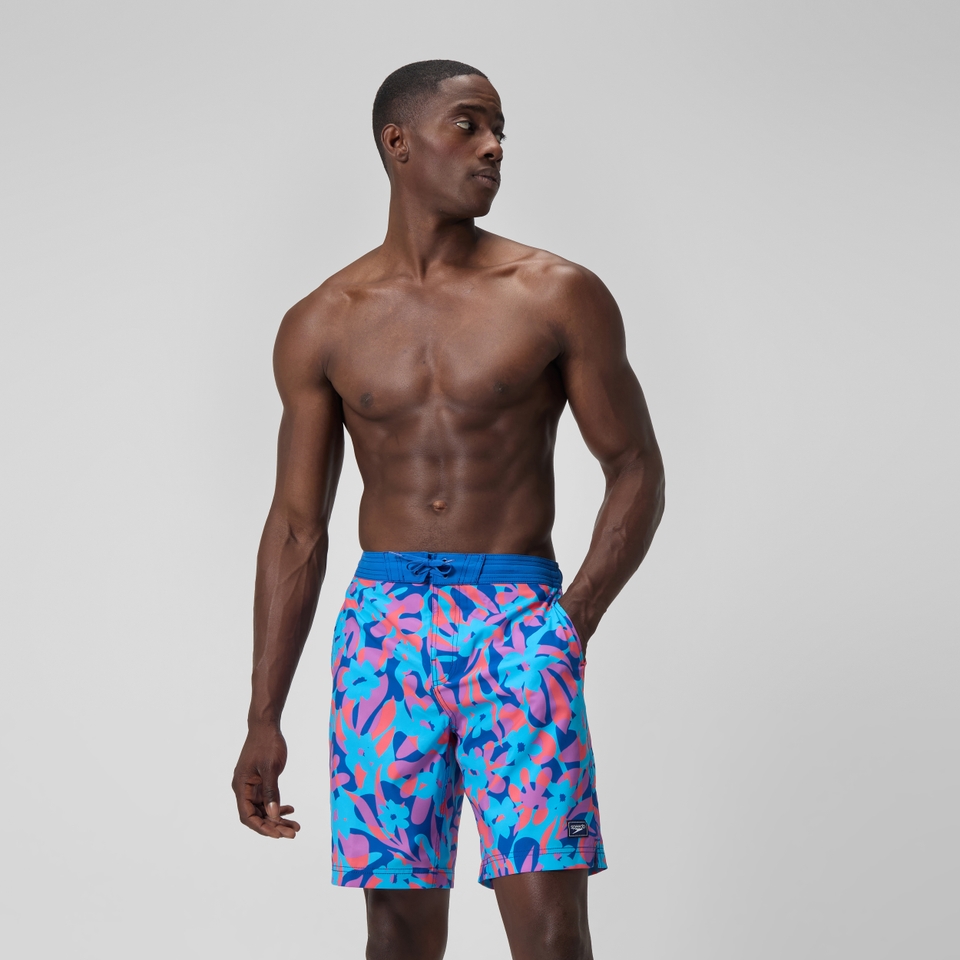 Bondi Bedruckte Badeshorts 50 cm Blau/Pink für Herren