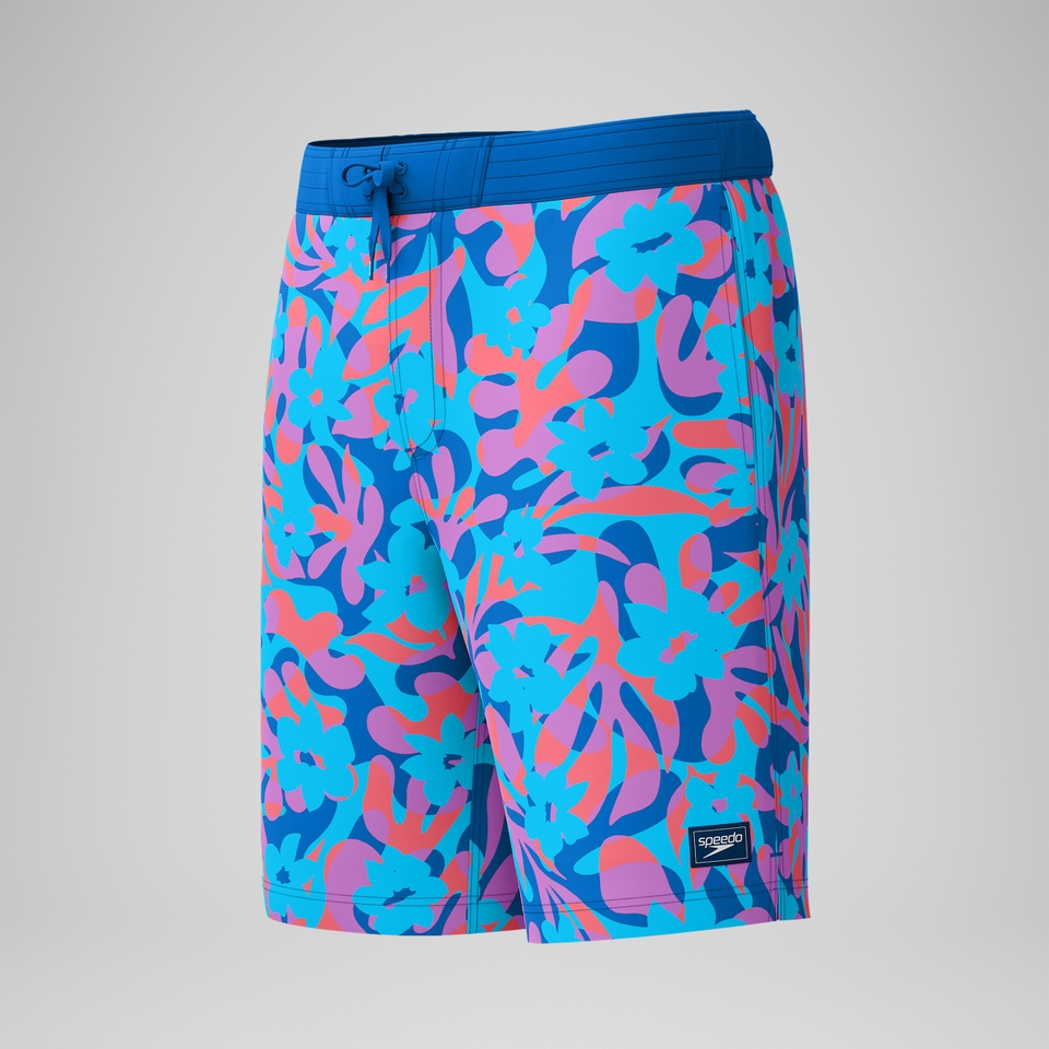 Bondi Bedruckte Badeshorts 50 cm Blau/Pink für Herren
