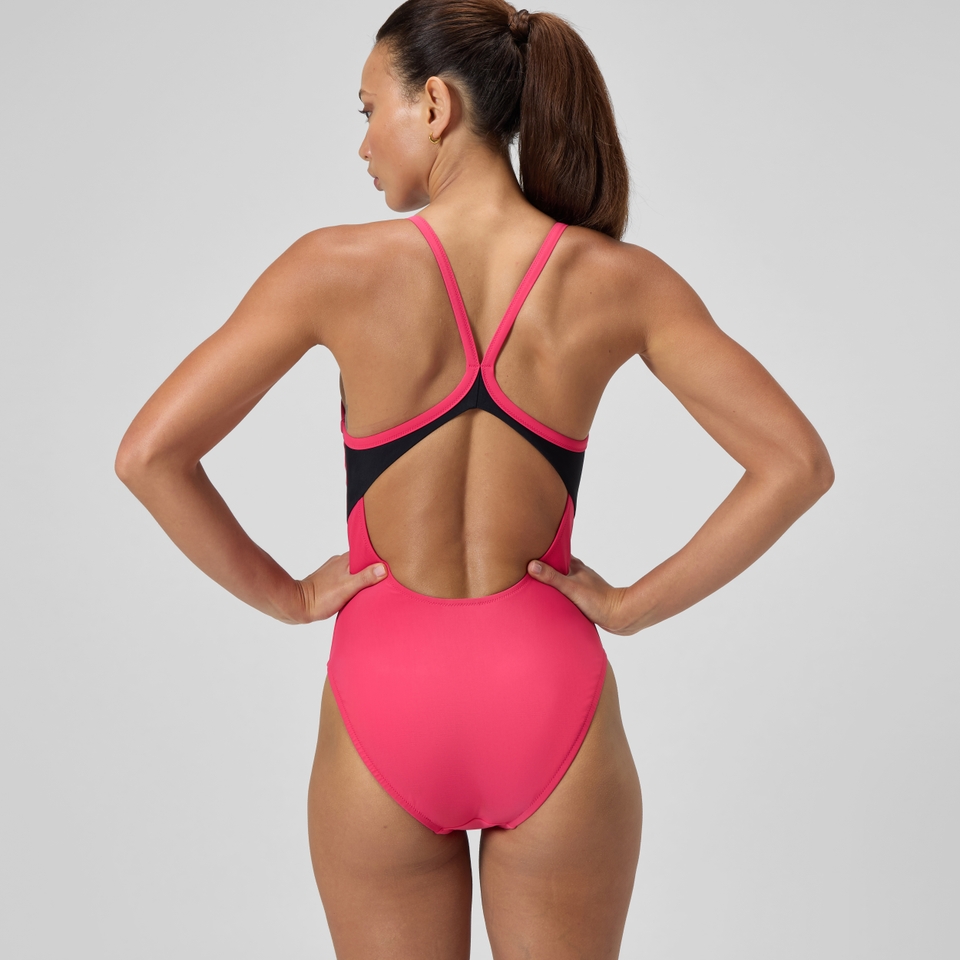 Einfarbiger Racerback-Badeanzug Rot für Damen