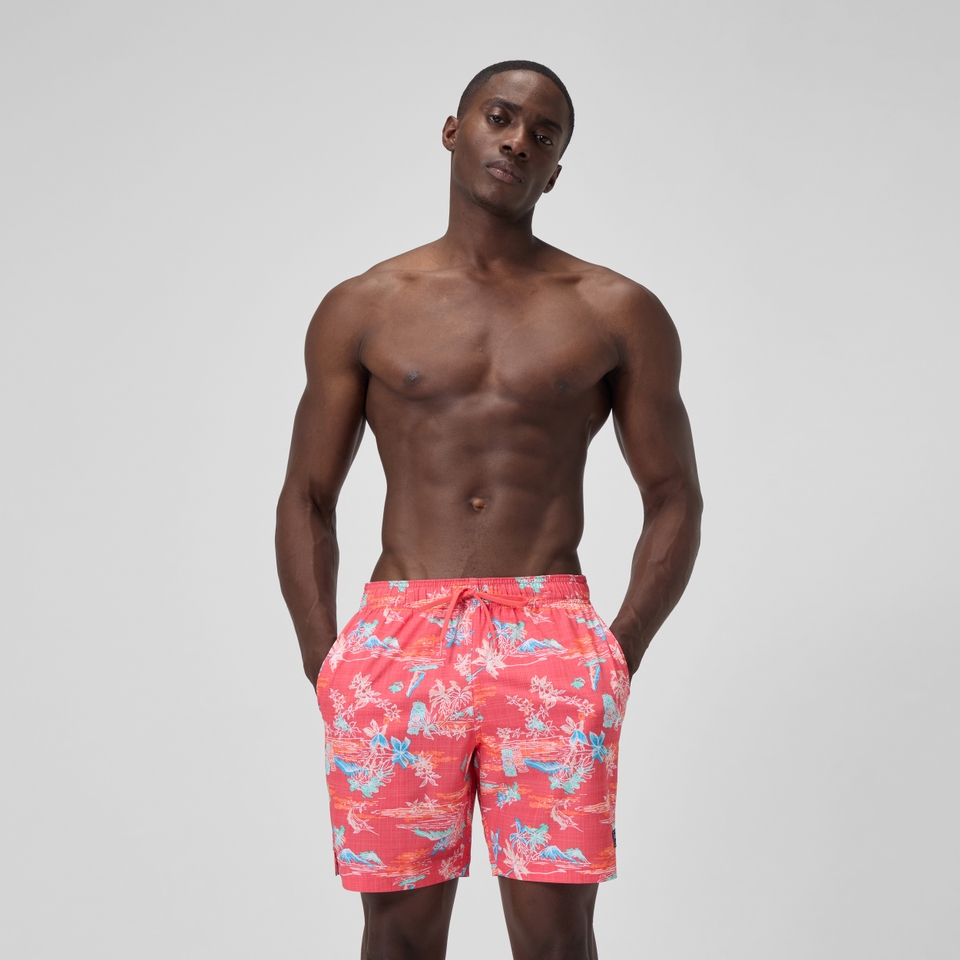 Redondo Edge Bedruckte Badeshorts 45 cm Orange/Blau für Herren