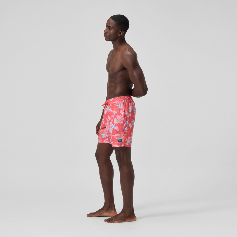 Men's Printed 18'' Redondo Edge Swim Shorts Orange/Blue