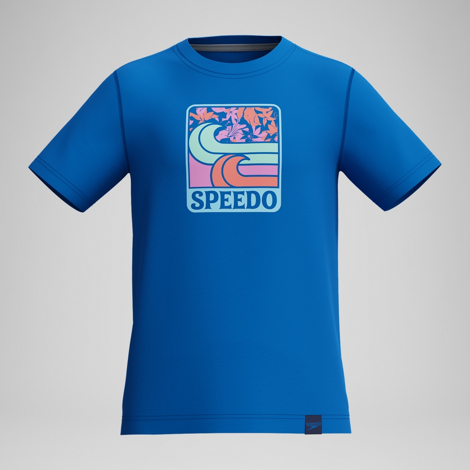 Boy's Graphic Short Sleeve Swim Shirt Dark Blue