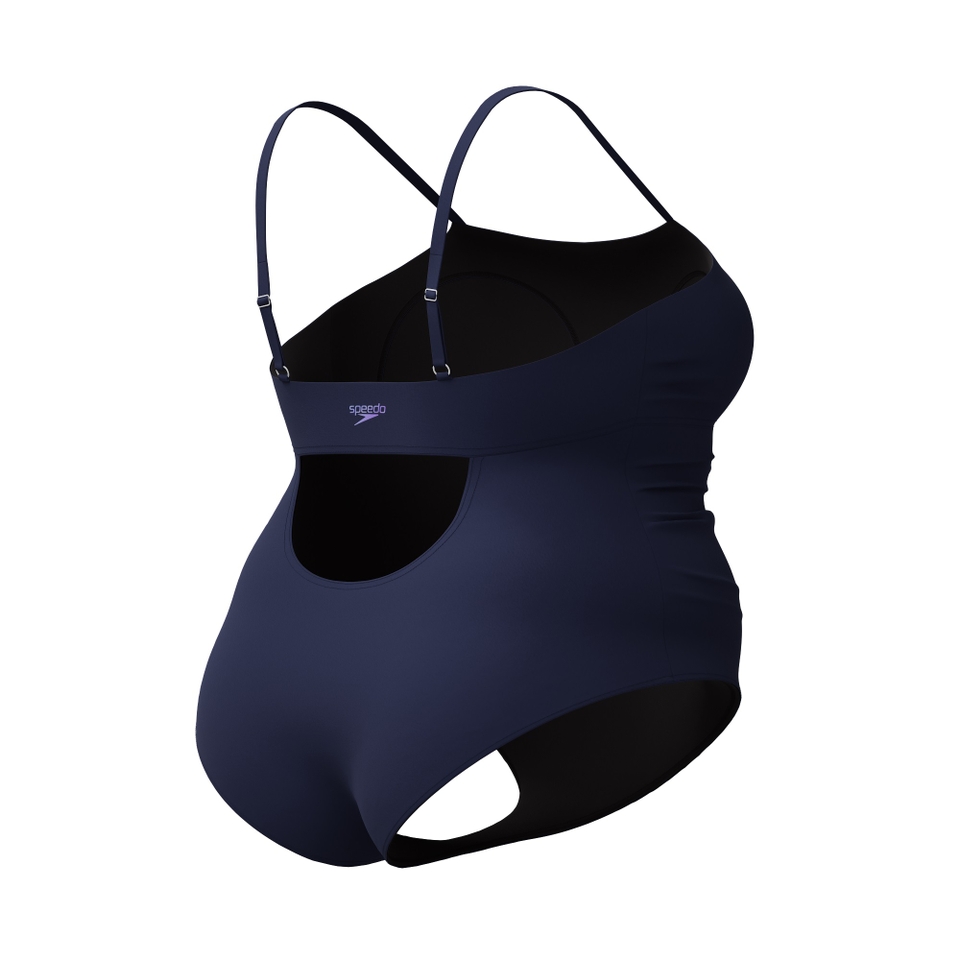 Women's New Plus Solid Shirred Tank One Piece Navy