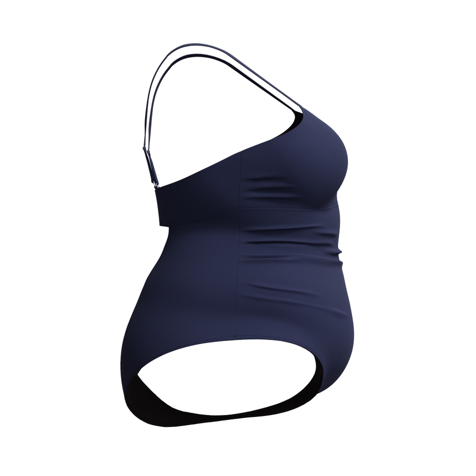Women's New Plus Solid Shirred Tank One Piece Navy