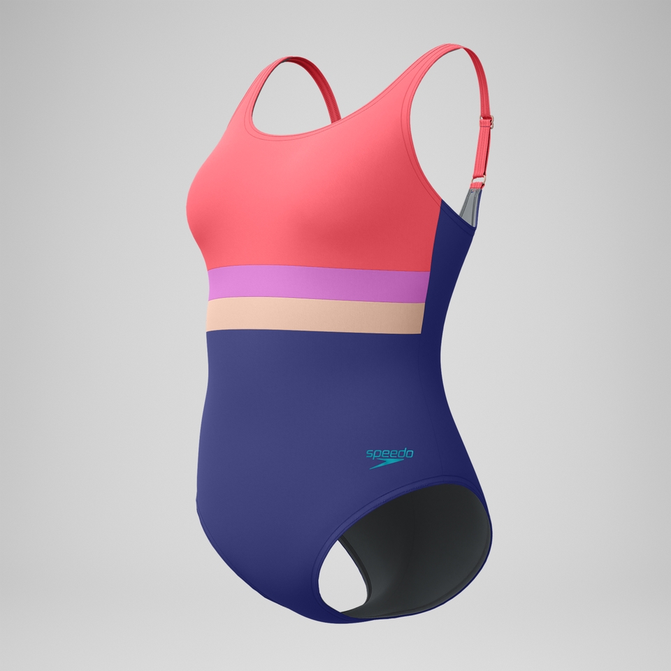 Women's Banded Colorblock One Piece Purple/Coral