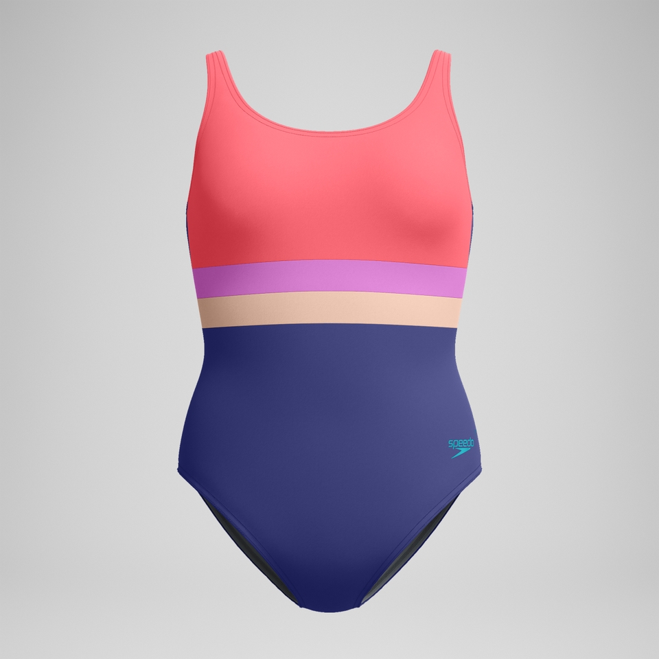 Women's Banded Colorblock One Piece Purple/Coral