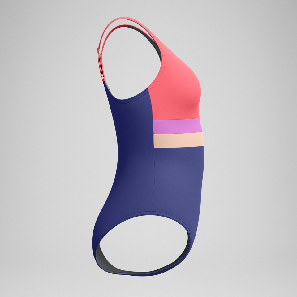 Women's Banded Colorblock One Piece Purple/Coral
