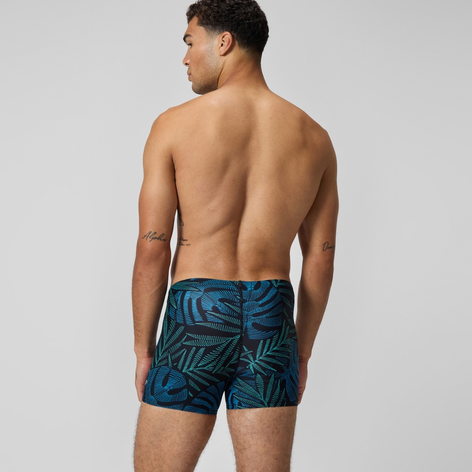 Square Leg Beachstar à motif imprimé pour hommes, noir/bleu