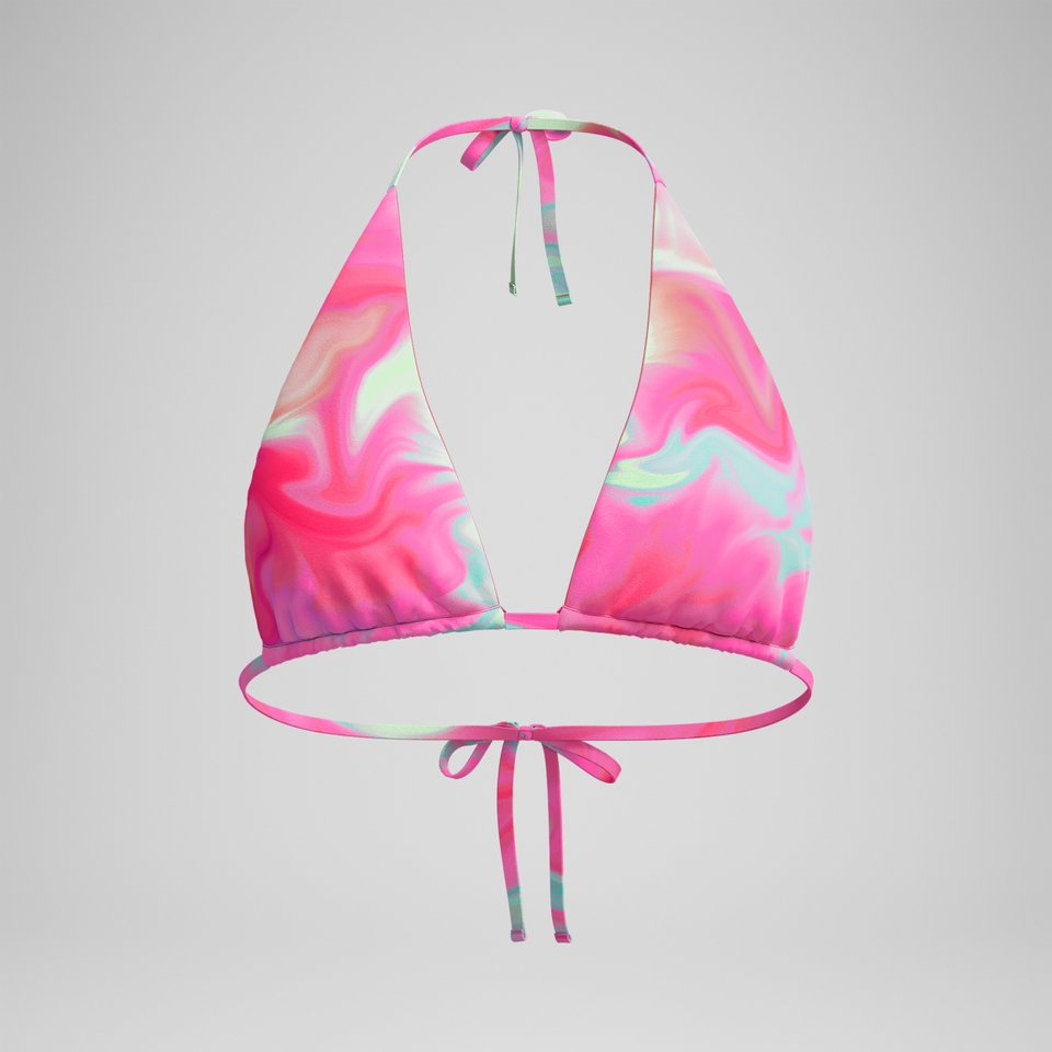 FLU3NTE Bedrucktes Convertible-Bikinioberteil Pink/Koralle für Damen