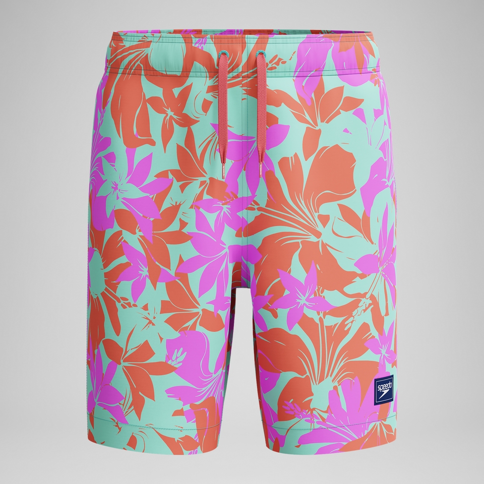 Kid's Print Redondo Volley 15" Swim Trunks Blue/Pink