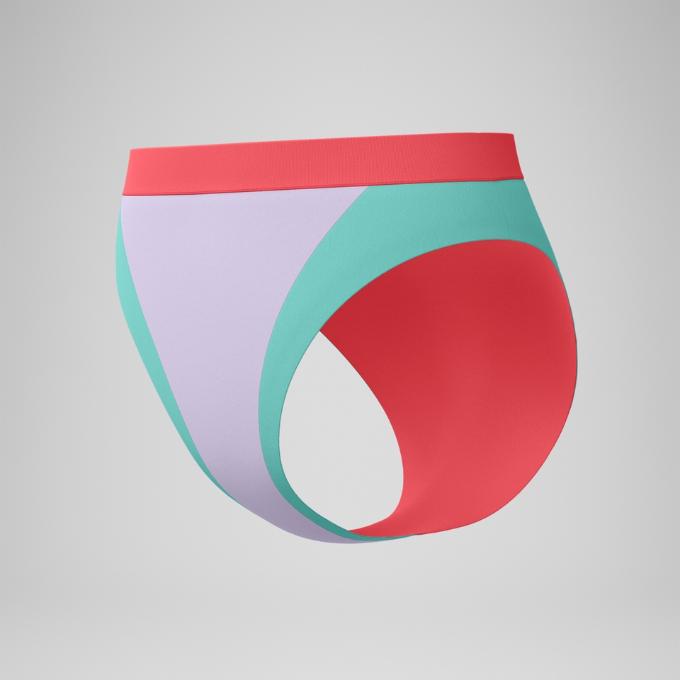 FLU3NTE Bikinihose in Colourblock-Optik mit hohem Bund Lila/Grün für Damen