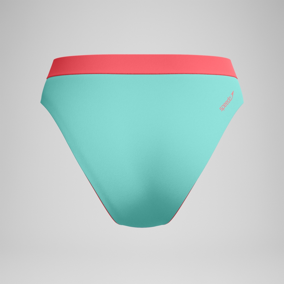 FLU3NTE Bikinihose in Colourblock-Optik mit hohem Bund Lila/Grün für Damen