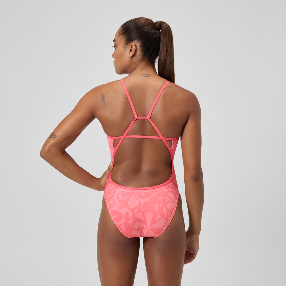 SPEEDO PRINTED TRI BACK 1PC ORANGE