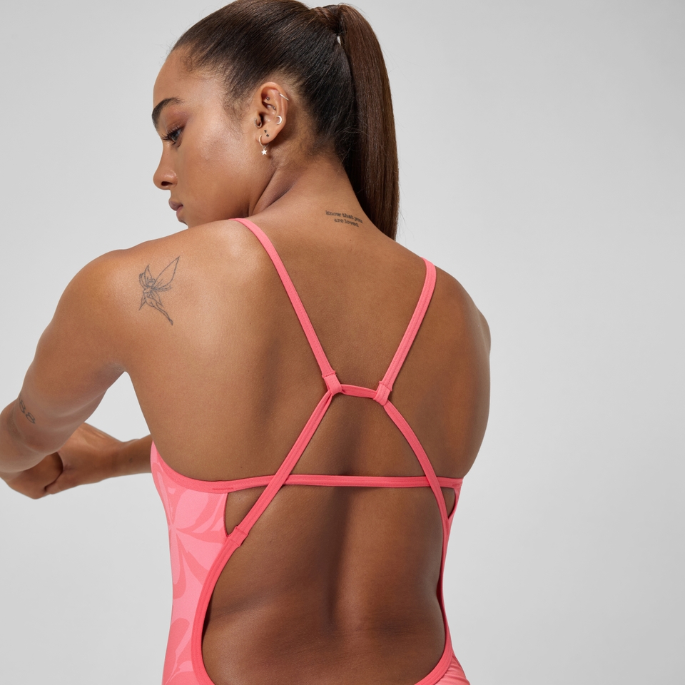 SPEEDO PRINTED TRI BACK 1PC ORANGE