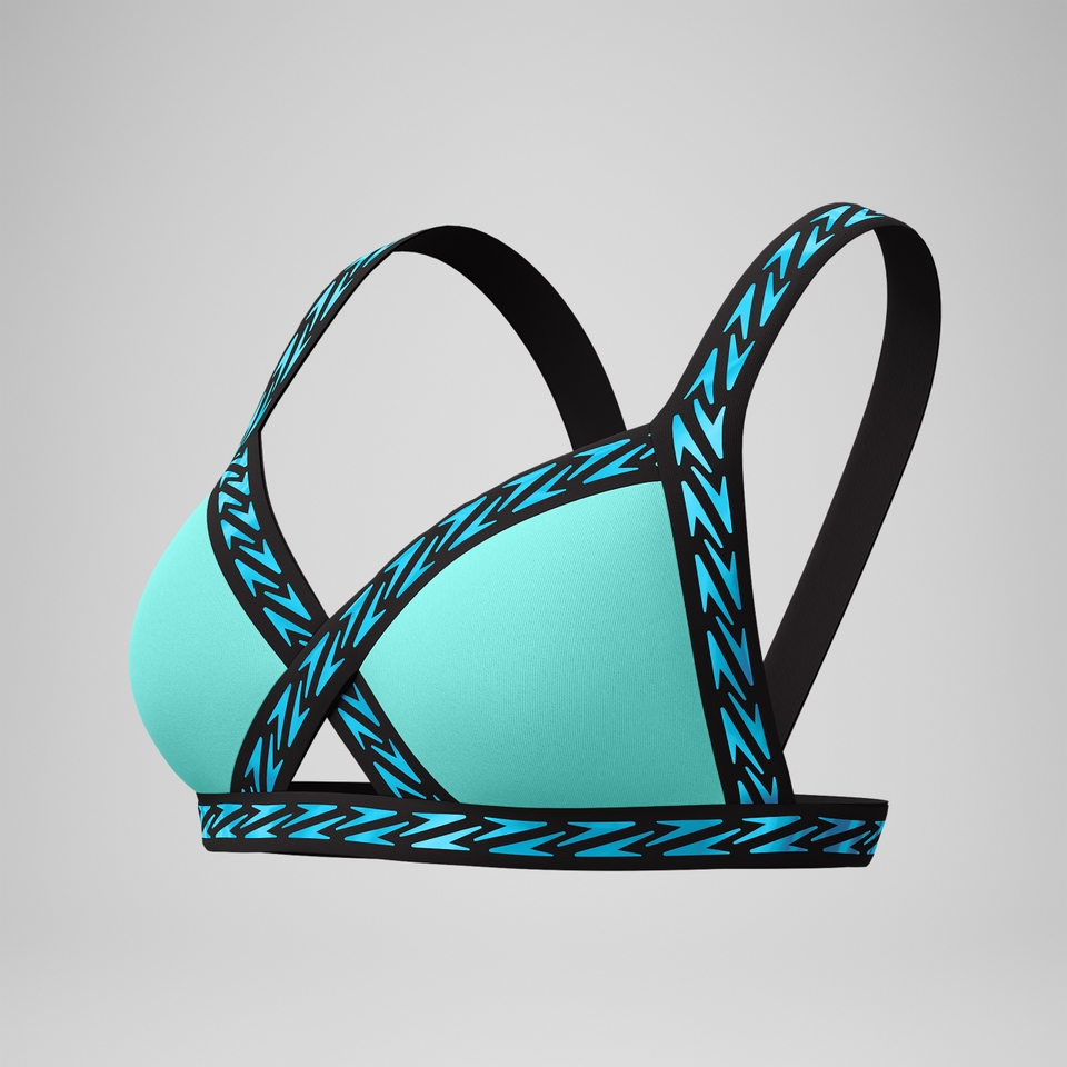 FLU3NTE Logo Elastisches Bikinioberteil Türkis für Damen